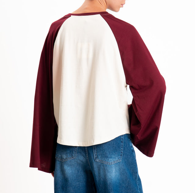 Vicolo-T-shirt bicolore - burro/bordeaux