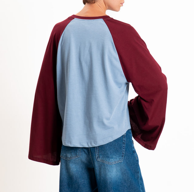 Vicolo-T-shirt bicolore - azzurro/bordeaux