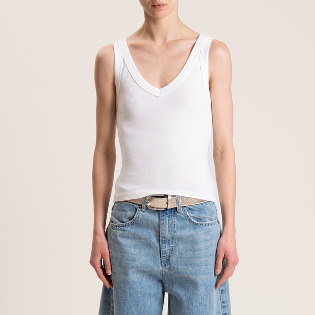 Vicolo-Top a costine scollo v - latte
