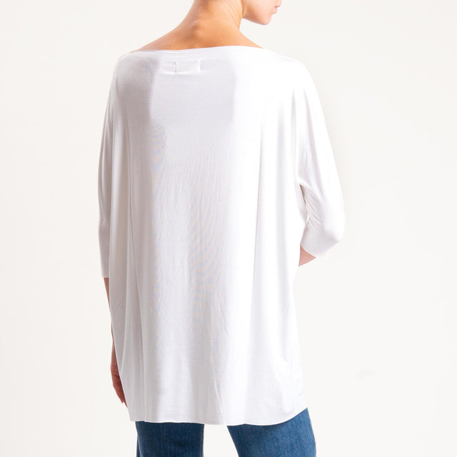 Vicolo-T-shirt over taglio vivo in jersey - latte