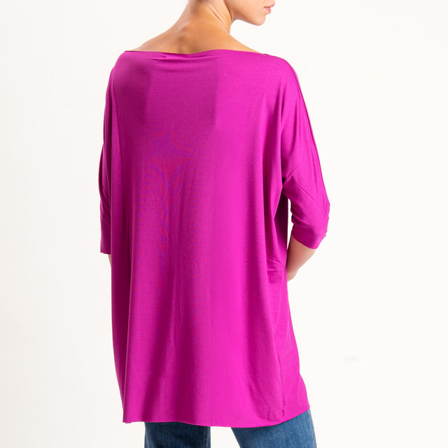 Vicolo-T-shirt over taglio vivo in jersey - ametista