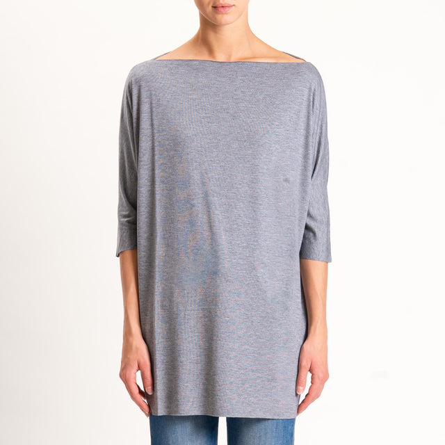 Vicolo-T-shirt over taglio vivo in jersey - grigio melange