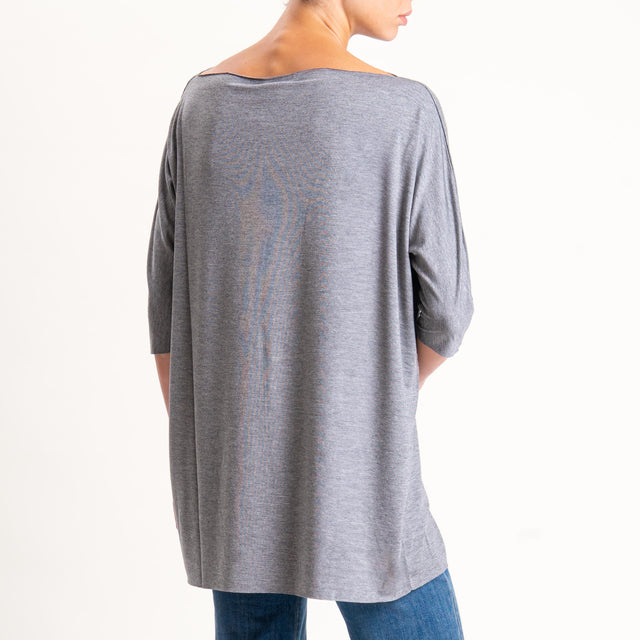 Vicolo-T-shirt over taglio vivo in jersey - grigio melange
