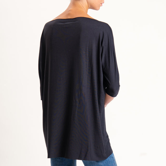 Vicolo-T-shirt over taglio vivo in jersey - nero