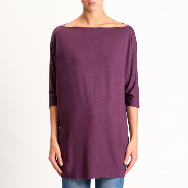 Vicolo-T-shirt over taglio vivo in jersey - burgundy