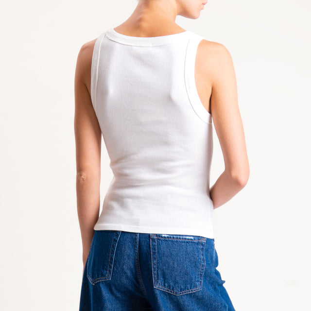 Vicolo-Top costine scollo v - latte