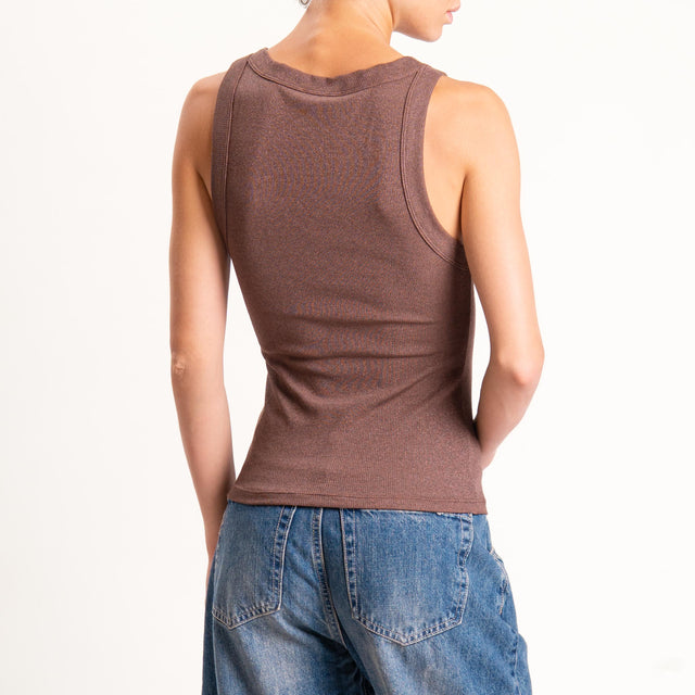 Vicolo-Top lurex scollo v - caffe'