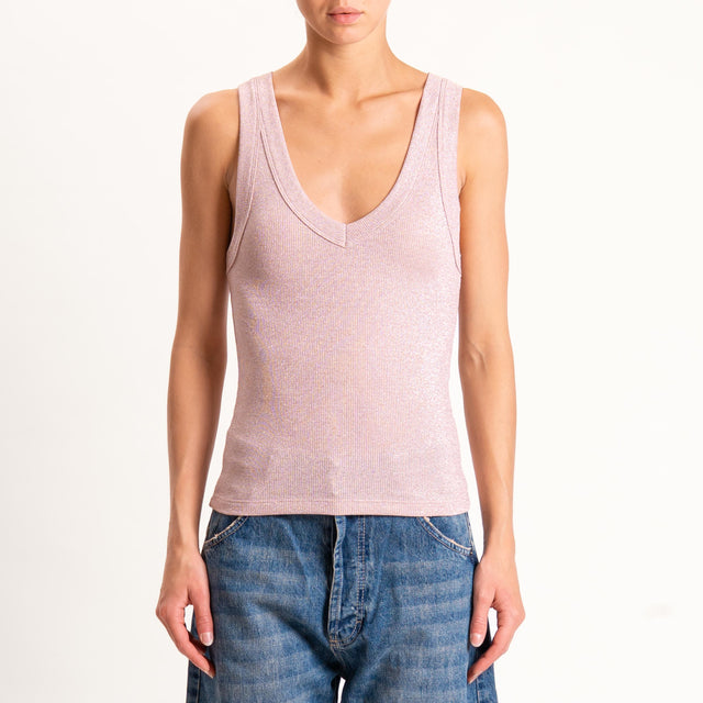 Vicolo-Top lurex scollo v - rosa