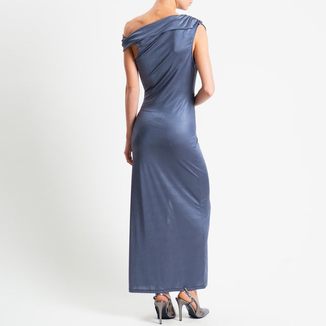 Vicolo-Abito monospalla con spilla - piombo