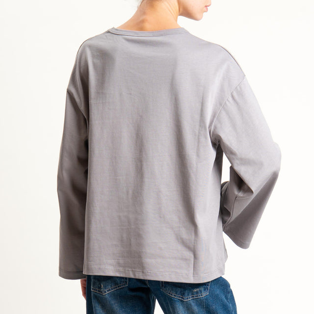 Vicolo-T-shirt scatola manica ampia - grigio