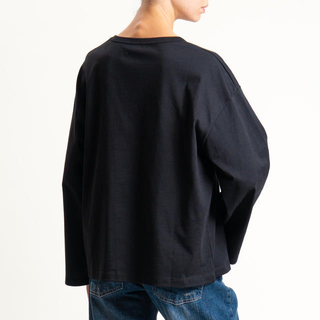 Vicolo-T-shirt scatola manica ampia - nero