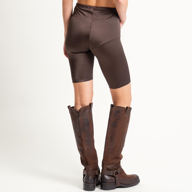 Vicolo-Leggings biker elastico in vita - cioccolato
