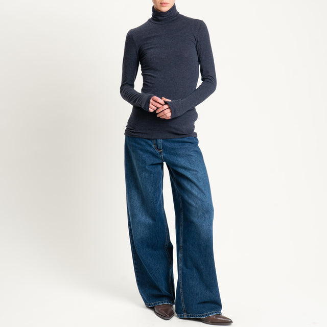 Vicolo-Maglia collo alto modal lana - antracite