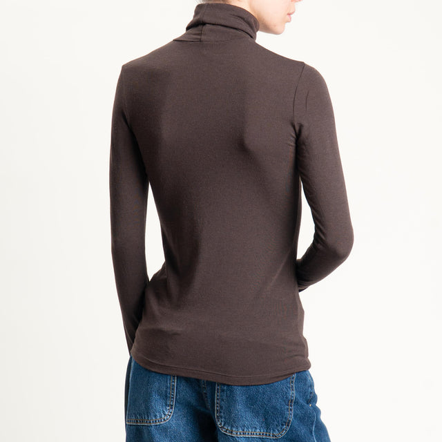 Vicolo-Maglia collo alto modal lana - moro