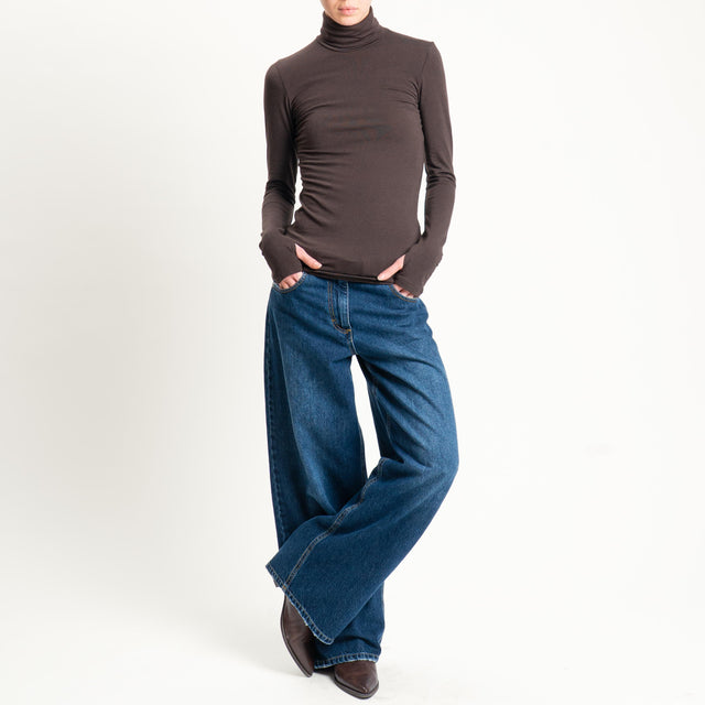 Vicolo-Maglia collo alto modal lana - moro