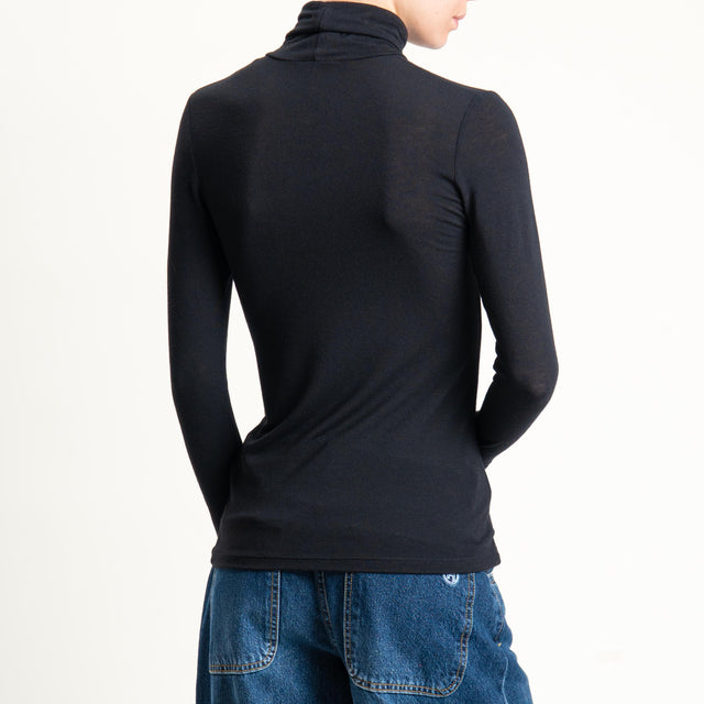 Vicolo-Maglia collo alto modal lana - nero