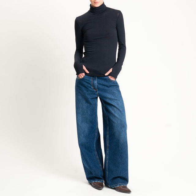 Vicolo-Maglia collo alto modal lana - nero