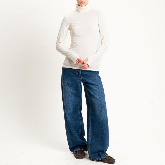 Vicolo-Maglia collo alto modal lana - burro