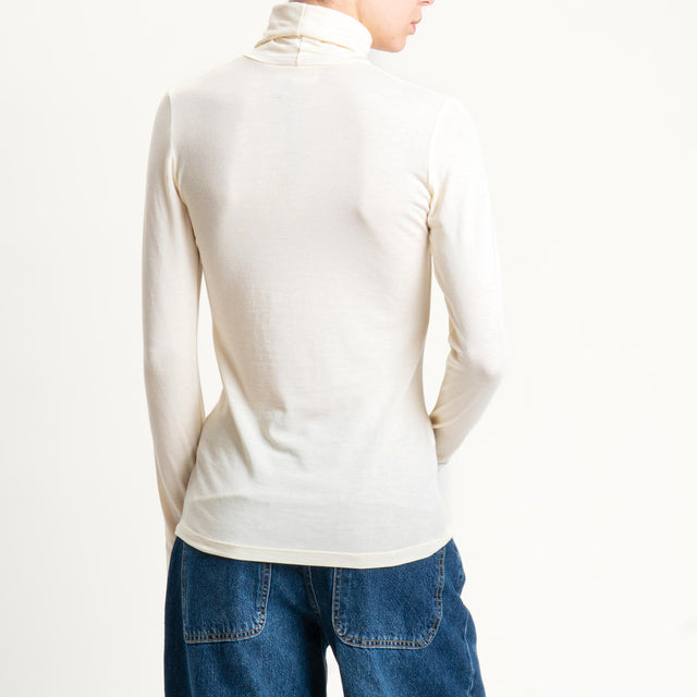 Vicolo-Maglia collo alto modal lana - burro