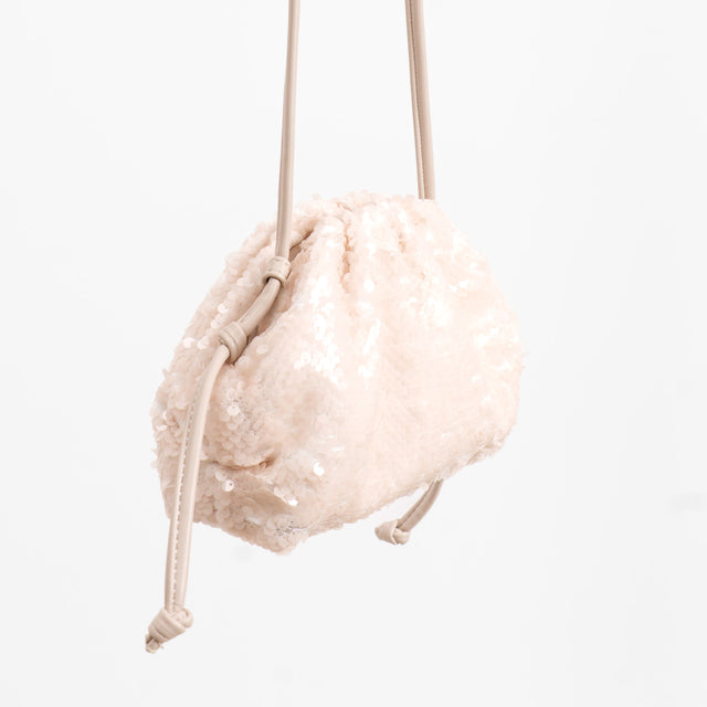 Vicolo-Borsa Ariel a tracolla con micropaillettes - burro