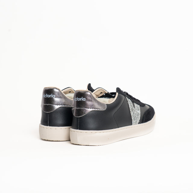 Victoria-Sneakers effetto pelle e camoscio - nero