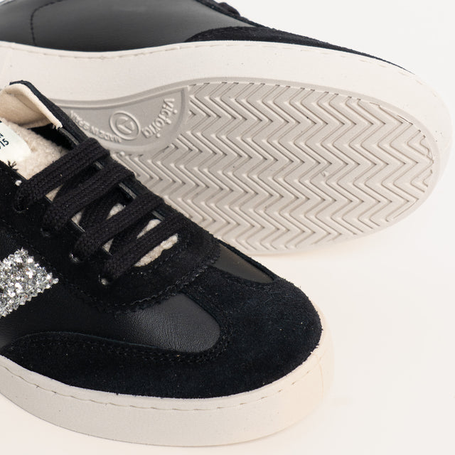 Victoria-Sneakers effetto pelle e camoscio - nero