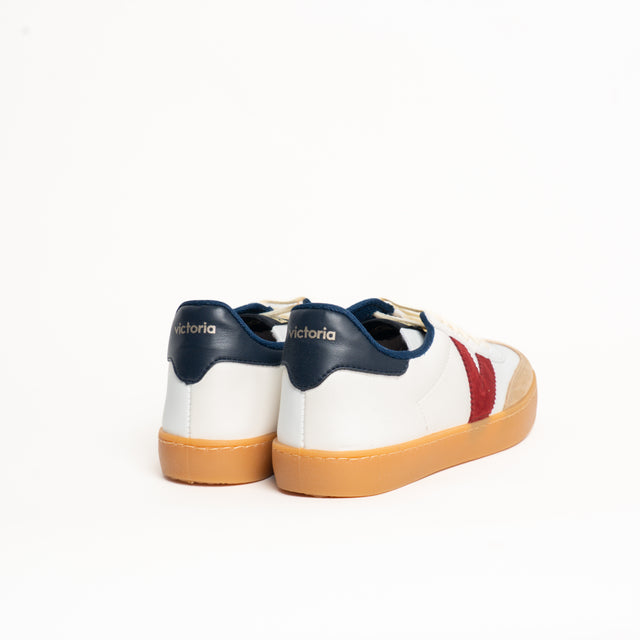 Victoria-Sneakers effetto pelle e camoscio - latte/blu