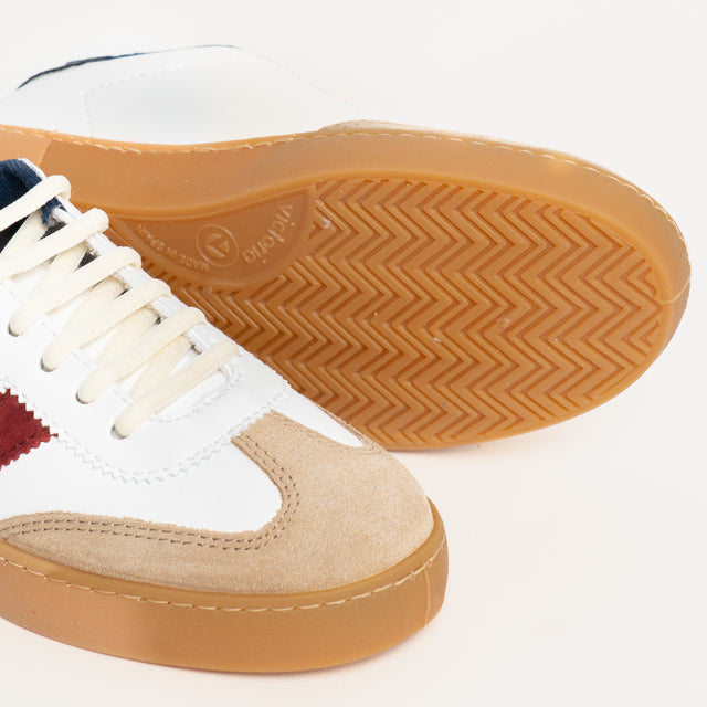 Victoria-Sneakers effetto pelle e camoscio - latte/blu