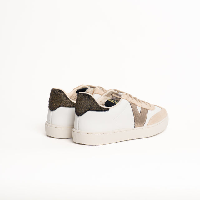 Victoria-Sneakers effetto pelle e camoscio - latte/beige