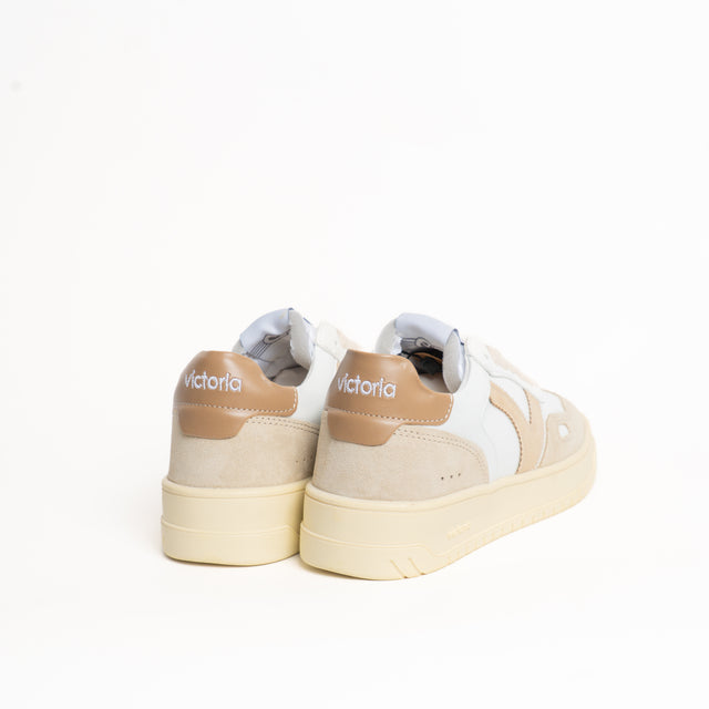 Victoria-Sneakers effetto pelle e camoscio - latte/beige