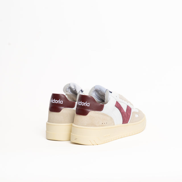 Victoria-Sneakers effetto pelle e camoscio - latte/bordeaux