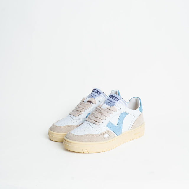 Victoria-Sneakers effetto pelle e camoscio - celeste