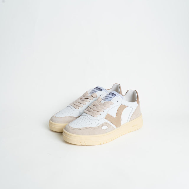 Victoria-Sneakers effetto pelle e camoscio - beige