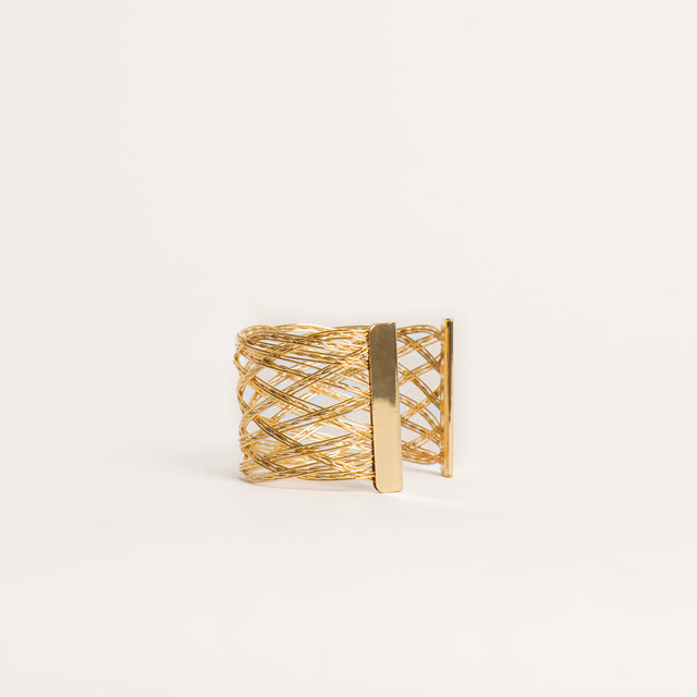Pulsera rígida trenzada W by Whitemood - oro