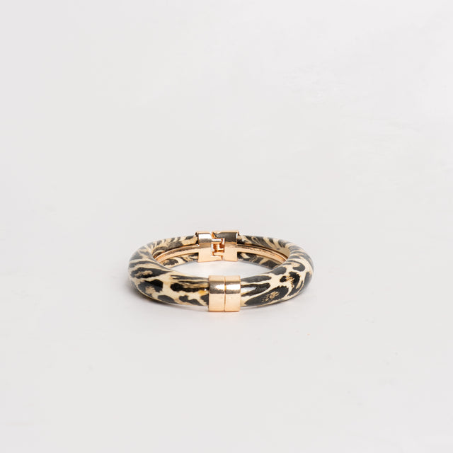 W by Whitemood-Bracciale tubo animalier - avorio/nero