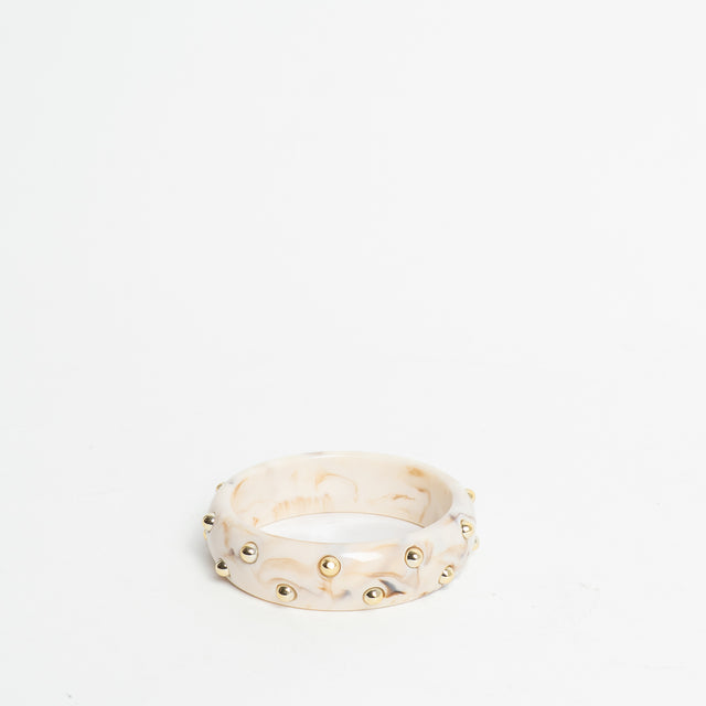 W by Whitemood-Bracciale rigido con borchie - avorio