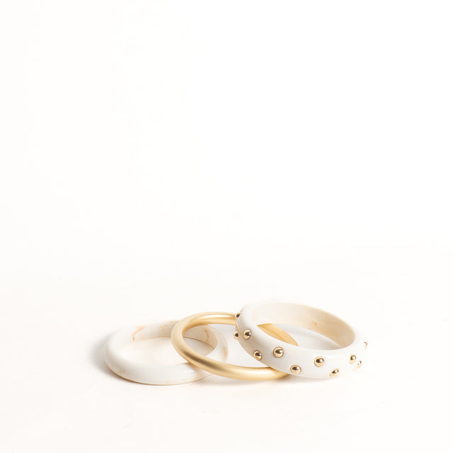 W by Whitemood-Set 3 bracciali rigidi - avorio/gold