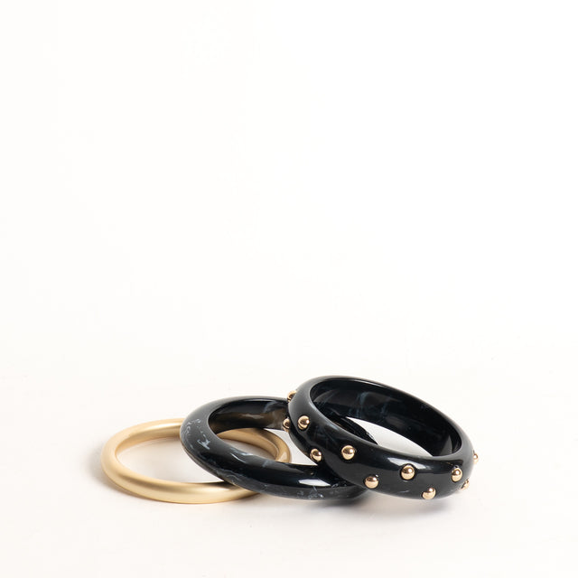 W by Whitemood-Set 3 bracciali rigidi - nero/gold