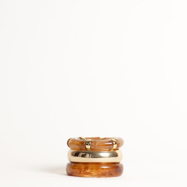 W by Whitemood-Set 3 bracciali - ambra/gold