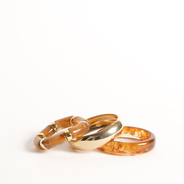 W by Whitemood-Set 3 bracciali - ambra/gold