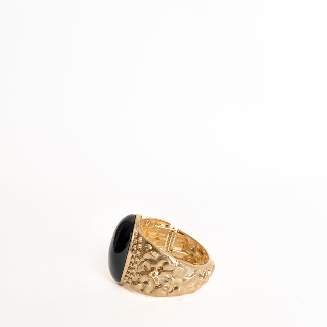 W by Whitemood-Bracciale increspato con pietra - nero