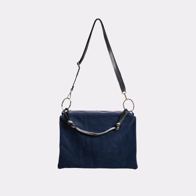 W by Whitemood-Borsa a spalla in pelle scamosciato - blu