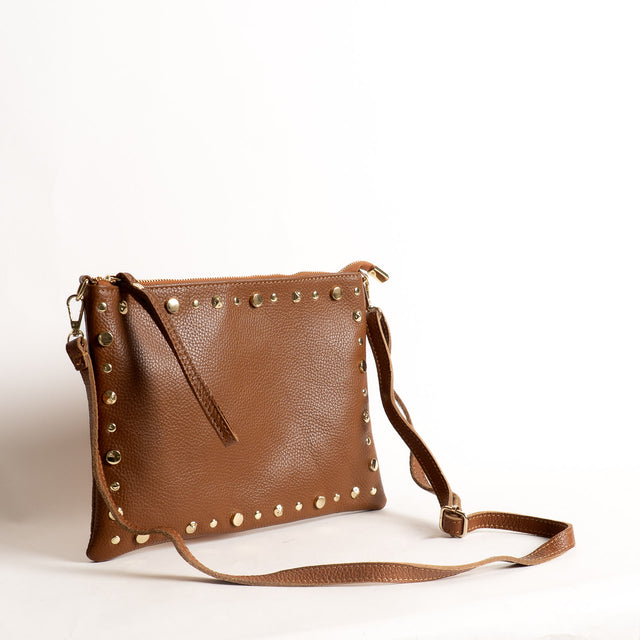 W by Whitemood- Pochette grande con borchie - cuoio