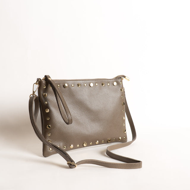 W by Whitemood- Pochette grande con borchie - taupe