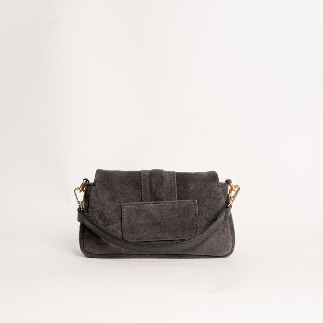 W by whitemood- Mini bag in pelle scamosciata - piombo