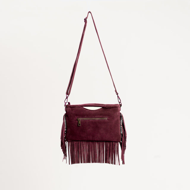 W by Whitemood-Borsa a mano scamosciata con frange - vino