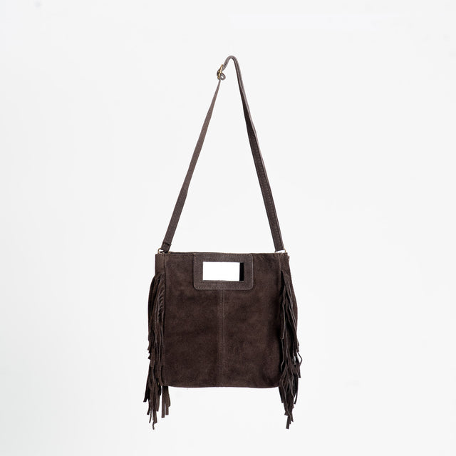 W by Whitemood-Borsa a mano con frange laterali - moro