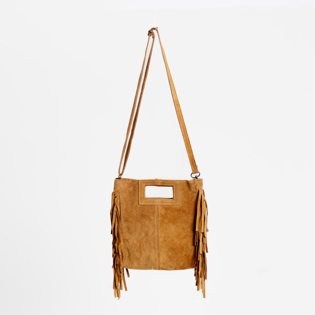 W by Whitemood-Borsa a mano con frange laterali - Senape