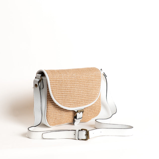 W by Whitemood-Tolfina in rafia e pelle - Bianco