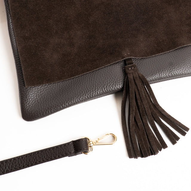 W by Whitemood-Pochette doppio tessuto con nappina - caffe'